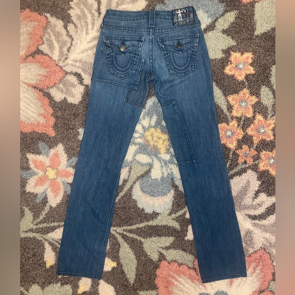 TRUE RELIGION vintage Y2K Billy patchwork jeans size 26 - Picture 2 of 8